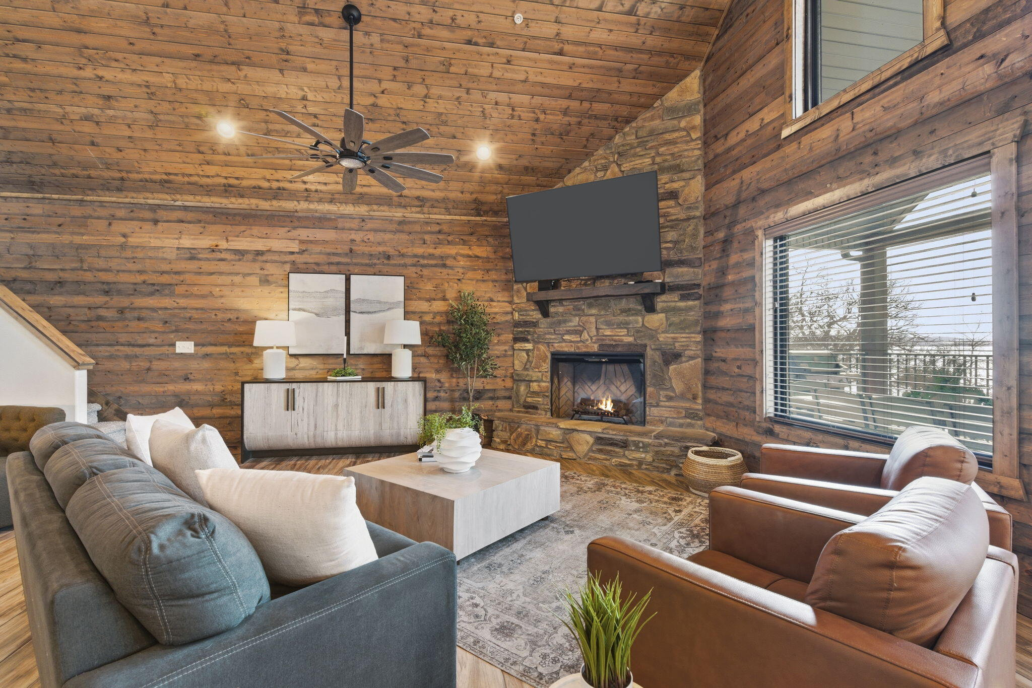 Best of Both Worlds Fireplace and Lake